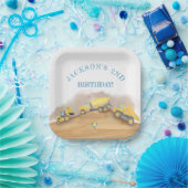 建築ダンプトラック誕生日パーティー ペーパープレート (パーティー)