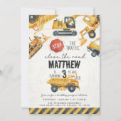 建築ダンプトラック誕生日パーティー 招待状 (正面)