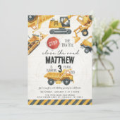 建築ダンプトラック誕生日パーティー 招待状 (スタンド正面)