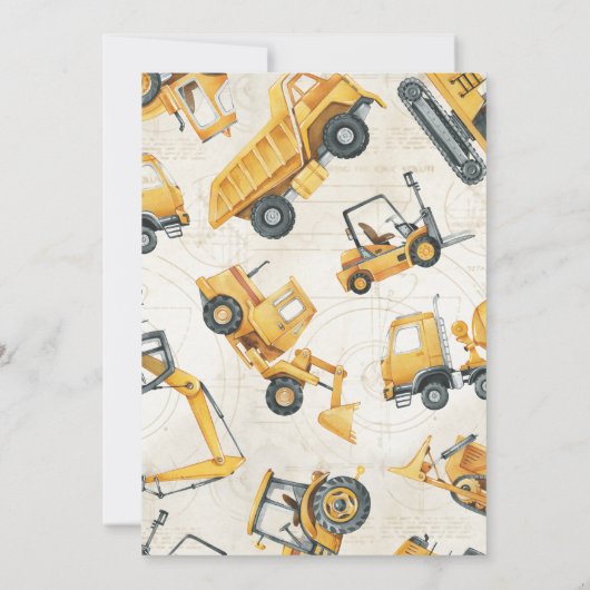 建築ダンプトラック誕生日パーティー 招待状 (裏面)