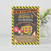 建築ダンプトラック誕生日パーティー 招待状 (スタンド正面)