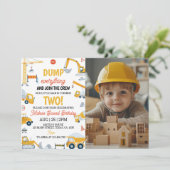 建築ダンプトラック誕生日フォト招待状 招待状 (スタンド正面)