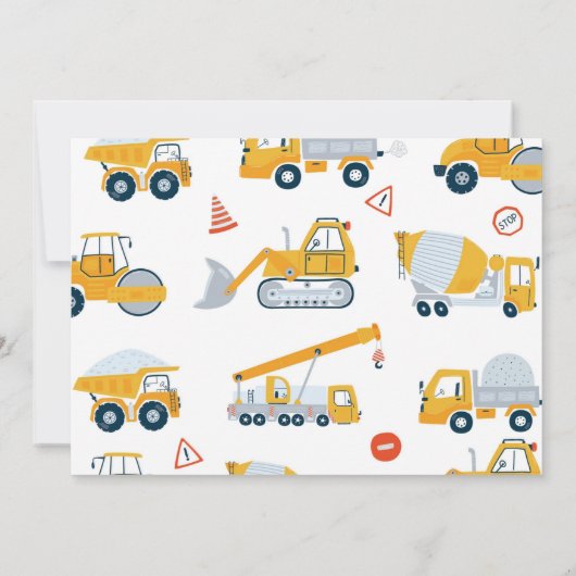 建築ダンプトラック誕生日フォト招待状 招待状 (裏面)