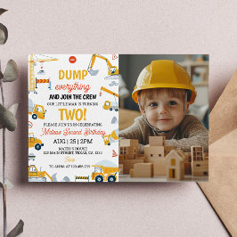 建築ダンプトラック誕生日フォト招待状 招待状