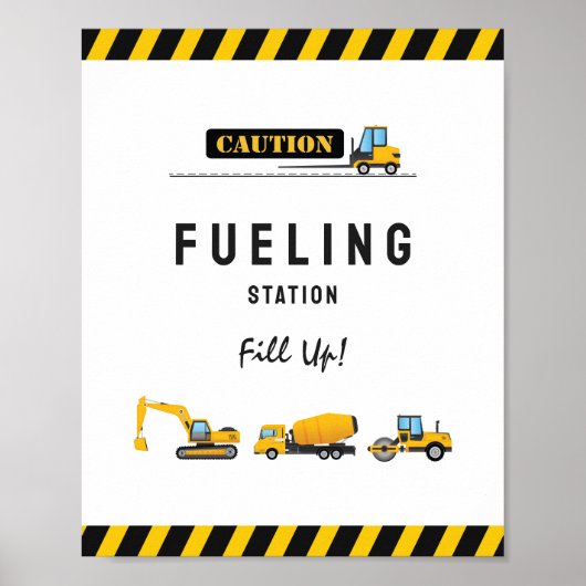 建築ダンプトラック誕生日フードドリンク看板 ポスター (正面)