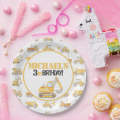 建築ダンプトラック誕生日プレート ペーパープレート (パーティー)