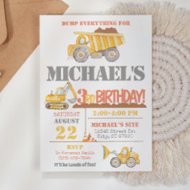建築ダンプトラック誕生日招待状 招待状