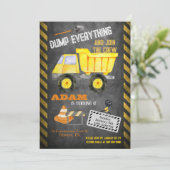 建築ダンプトラック誕生日招待状 招待状 (スタンド正面)