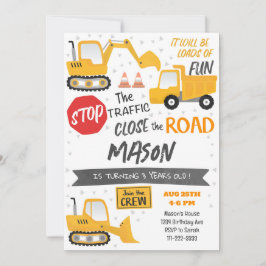 建築ダンプトラック誕生日招待状 招待状