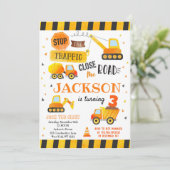 建築ダンプトラック誕生日招待状 招待状 (スタンド正面)