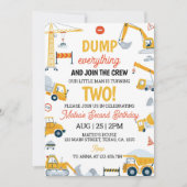 建築ダンプトラック誕生日 招待状 (正面)