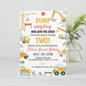 建築ダンプトラック誕生日 招待状 (スタンド正面)