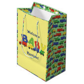 建築ダンプトラック赤ちゃんシャワーボーイ ミディアムペーパーバッグ (正面アングル)