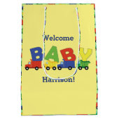 建築ダンプトラック赤ちゃんシャワーボーイ ミディアムペーパーバッグ (裏面)