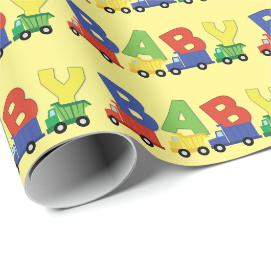建築ダンプトラック赤ちゃんシャワーボーイ ラッピングペーパー (ロールコーナー)