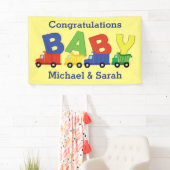 建築ダンプトラック赤ちゃんシャワーボーイ 横断幕 (インサイチュ)