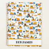 建築ダンプトラック車のパーソナライズされた子供 プランナー手帳 (正面)