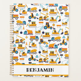 建築ダンプトラック車のパーソナライズされた子供 プランナー手帳