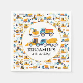 建築ダンプトラック車の誕生日パーティー スタンダードカクテルナプキン