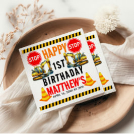 建築ダンプトラック1st誕生日パーティー スタンダードカクテルナプキン