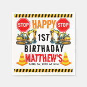 建築ダンプトラック1st誕生日パーティー スタンダードカクテルナプキン (正面)