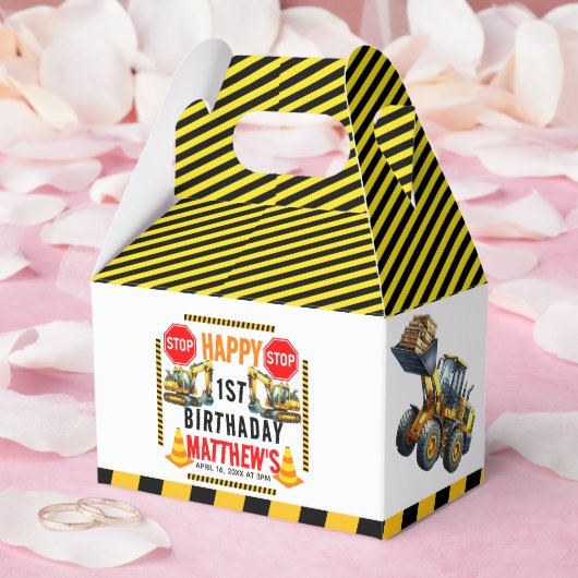 建築ダンプトラック1st誕生日パーティー フェイバーボックス (ウェディング)