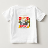 建築ダンプトラック1st誕生日パーティー ベビーTシャツ (裏面)