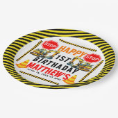 建築ダンプトラック1st誕生日パーティー ペーパープレート (アングル)