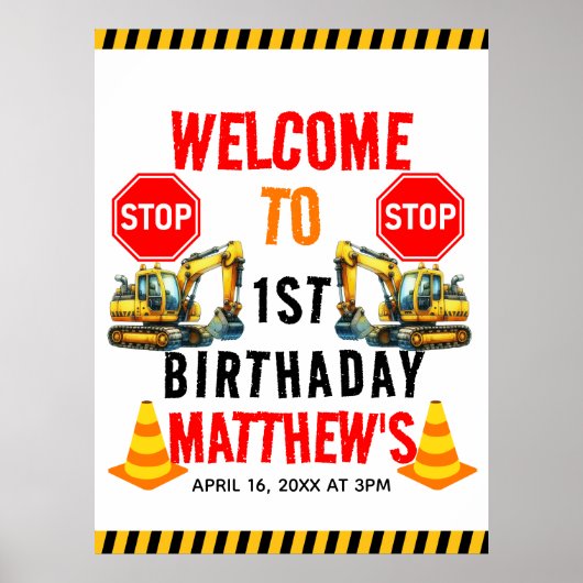 建築ダンプトラック1st誕生日パーティー ポスター (正面)