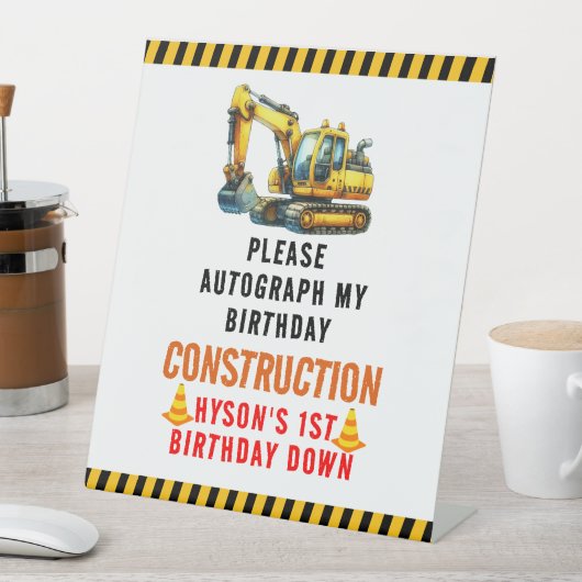 建築ダンプトラック1st誕生日パーティー 台座サイン (インサイチュ)