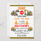 建築ダンプトラック1st誕生日パーティー 招待状 (正面)