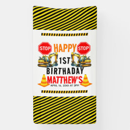 建築ダンプトラック1st誕生日パーティー 横断幕