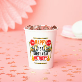 建築ダンプトラック1st誕生日パーティー 紙コップ