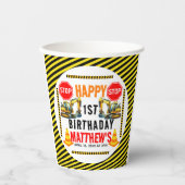 建築ダンプトラック1st誕生日パーティー 紙コップ (正面)
