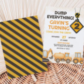 建築ダンプトラック2nd誕生日パーティー 招待状