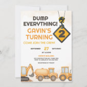 建築ダンプトラック2nd誕生日パーティー 招待状 (正面)