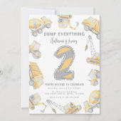 建築ダンプトラック2nd誕生日パーティー 招待状 (正面)