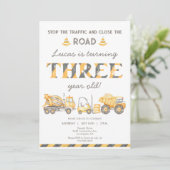 建築ダンプトラック3rdボーイズファースト誕生日 招待状 (スタンド正面)