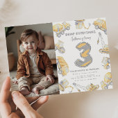 建築ダンプトラック3rd誕生日パーティー 招待状