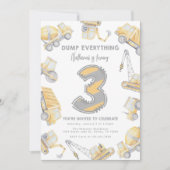 建築ダンプトラック3rd誕生日パーティー 招待状 (正面)