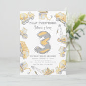 建築ダンプトラック3rd誕生日パーティー 招待状 (スタンド正面)