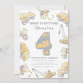 建築ダンプトラック4th誕生日パーティー 招待状 (正面)