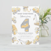 建築ダンプトラック4th誕生日パーティー 招待状 (スタンド正面)