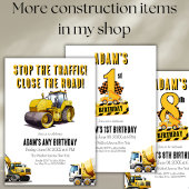 建築ダンプトラック8番目の誕生日パーティー 招待状