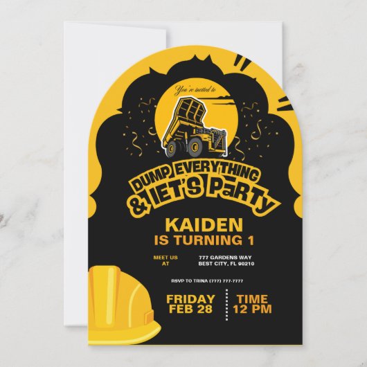 建築ダンプトラック 招待状 (正面)
