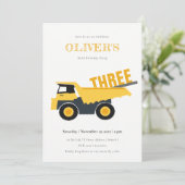 建築ダンプトラックAny Age誕生日招待状 サンキューカード (スタンド正面)