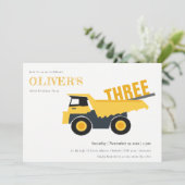 建築ダンプトラックAny Age誕生日招待状 サンキューカード (スタンド正面)