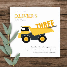 建築ダンプトラックAny Age誕生日招待状 サンキューカード