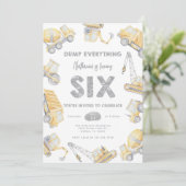 建築ダンプトラックSIX 6th誕生日パーティー 招待状 (スタンド正面)