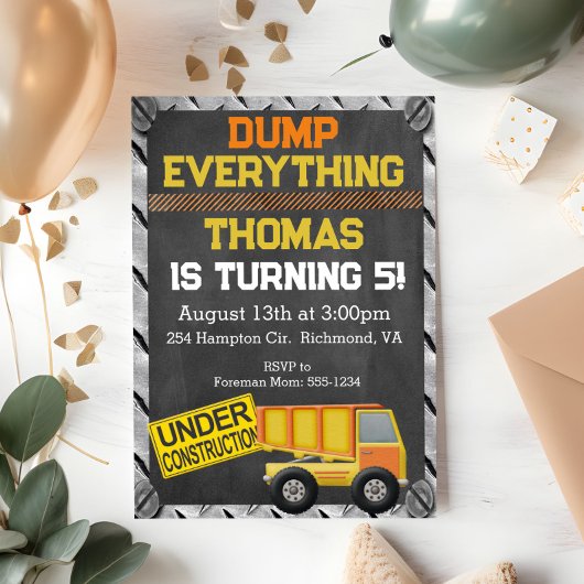 建築ダンプトランク誕生日招待状 招待状
